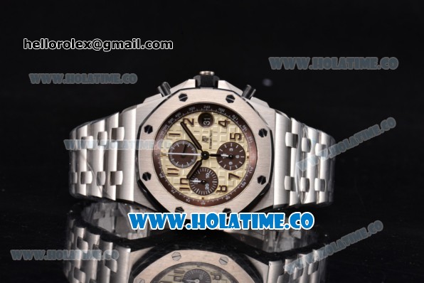 Audemars Piguet Royal Oak Offshore 2014 New Chrono Swiss Valjoux 7750 Automatic Steel Case with Beige Dial and Arabic Numeral Markers (JF) - Click Image to Close